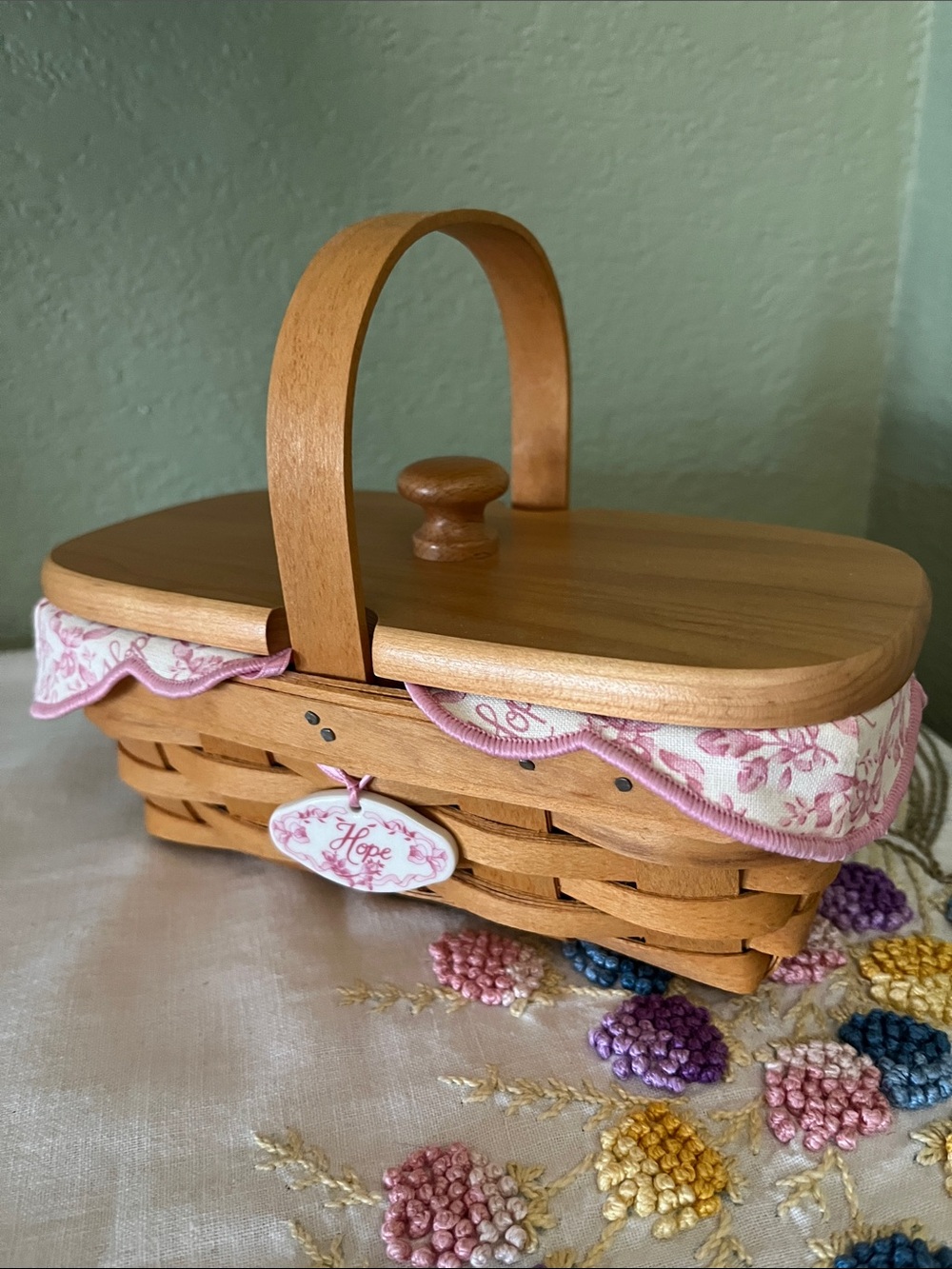 Longaberger 2000 Horizon of Hope Basket #17787 Complete Set Lid Liner Extras